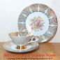 Preview: 3tlg. Vintage Sammelgedeck  Sammeltasse Porzellanfabrik Bareuther Waldsassen mit Golddekor und Blumenbouquet Sommerblumen