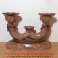 Preview: Alter Vintage Kerzenständer  Kandelaber im Antik Stil aus Keramik in braun und beige glänzend glasiert für Stabkerzen