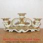 Preview: Antiker Vintage Kerzenständer  Kandelaber aus Porzellan für Stabkerzen in creme mit Golddekor (RS Tillowitz, EPOS Edelporzellan Oberschlesien)