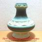 Mobile Preview: Bauchige Vintage Midcentury STREHLA Vase aus Keramik in petrol, creme & mint aus den 50er  60er Jahren der DDR