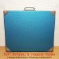 Preview: Kleiner alter Vintage Koffer (ehemalige Dia Kiste) aus Holz in metallic blau beschichtet aus den 50er / 60er Jahren aus der DDR