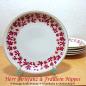 Preview: Vintage Frühstücksteller  Kuchenteller aus weißem Porzellan mit weinroten Blumen aus den 50er  60er Jahren (Lettin, DDR)