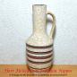 Preview: Vintage Keramik Vase / Henkelvase "Elbe" in beige mit weißen Tupfen und Ringeln in schwarz, dunkelrosa und petrol (25,5cm)