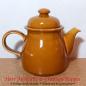 Preview: Vintage Midcentury DDR Kanne  Teekanne aus Keramik hellbraun glänzend glasiert aus DDR Zeiten (900ml, Colditz)