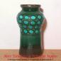 Preview: Vintage Vase aus Keramik mit grün-braunem Farbverkauf und aufgerautem Lava Dekor aus Punkten  Kreisen aus den 50er  60er Jahren (4876, Strehla, DDR)