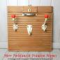 Preview: Vintage Flurgarderobe aus hellem Holz mit Kleiderhaken aus alter Schreibtisch Schrank Rolltür