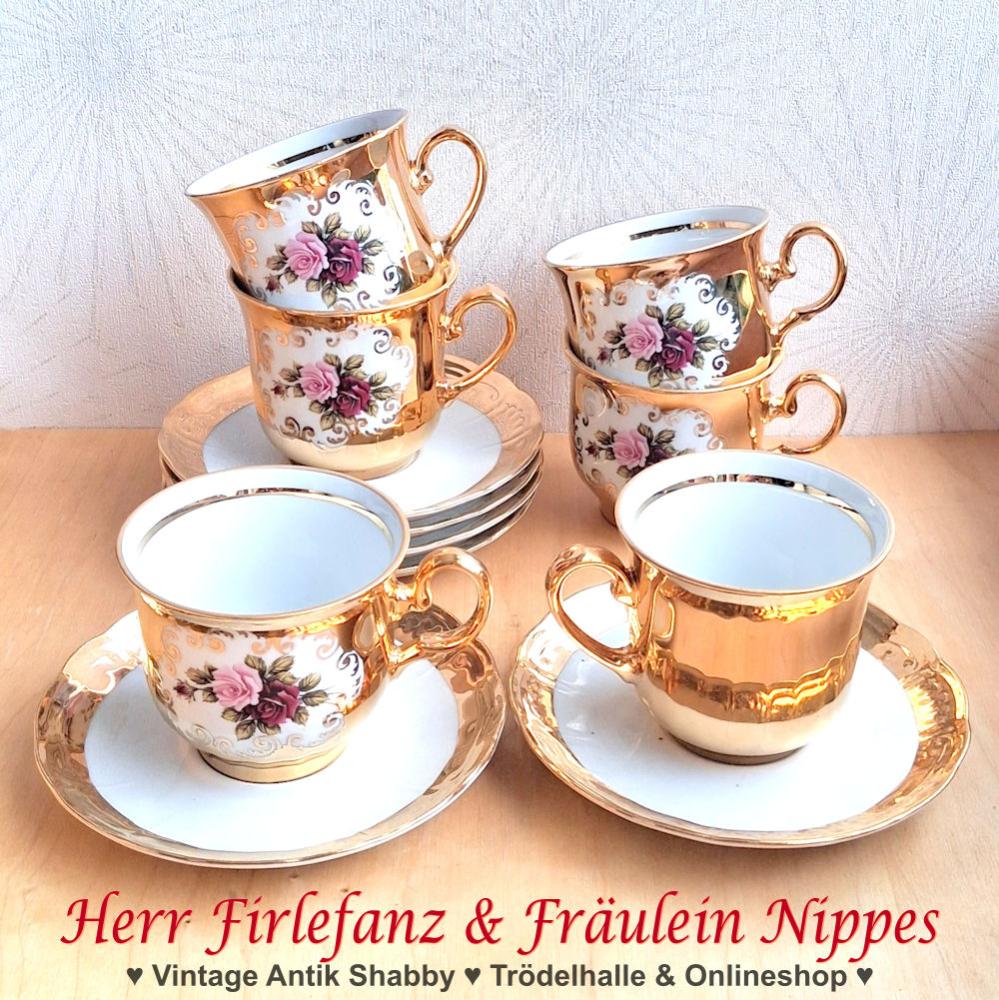 Kaffeeservice mit Golddekor und Rosen (HK Koch)