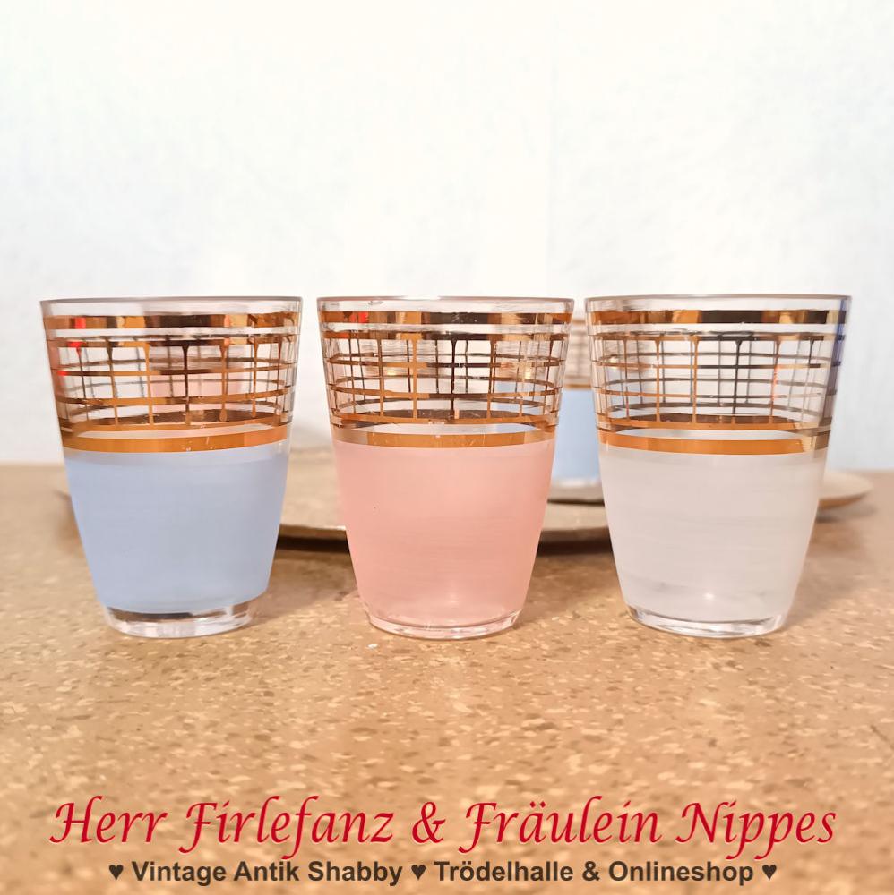 Preview: 6 Vintage Schnapsgläser inkl. Tablett