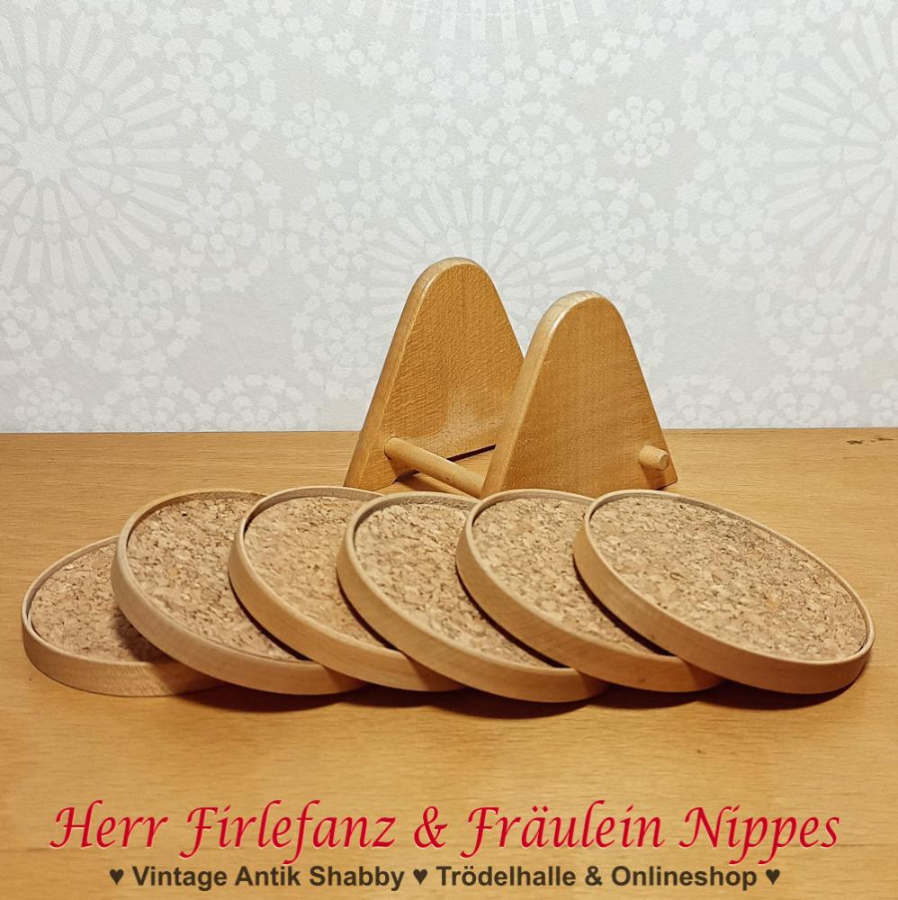 Preview: Vintage Untersetzer aus Holz & Kork