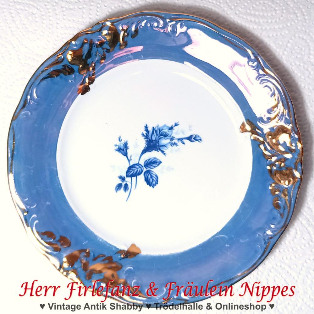 9 Vintage Frühstücksteller mit Perlmutt Dekoren