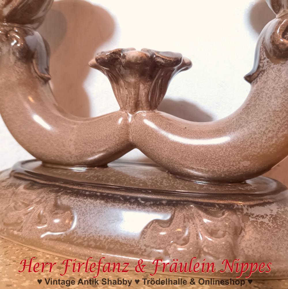 Preview: Vintage Kerzenständer aus Keramik (braun)