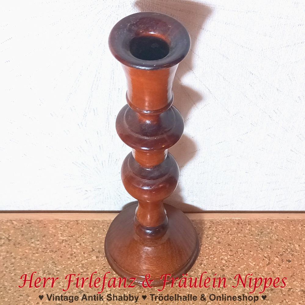 Preview: Vintage Kerzenständer aus Holz (22,5cm)