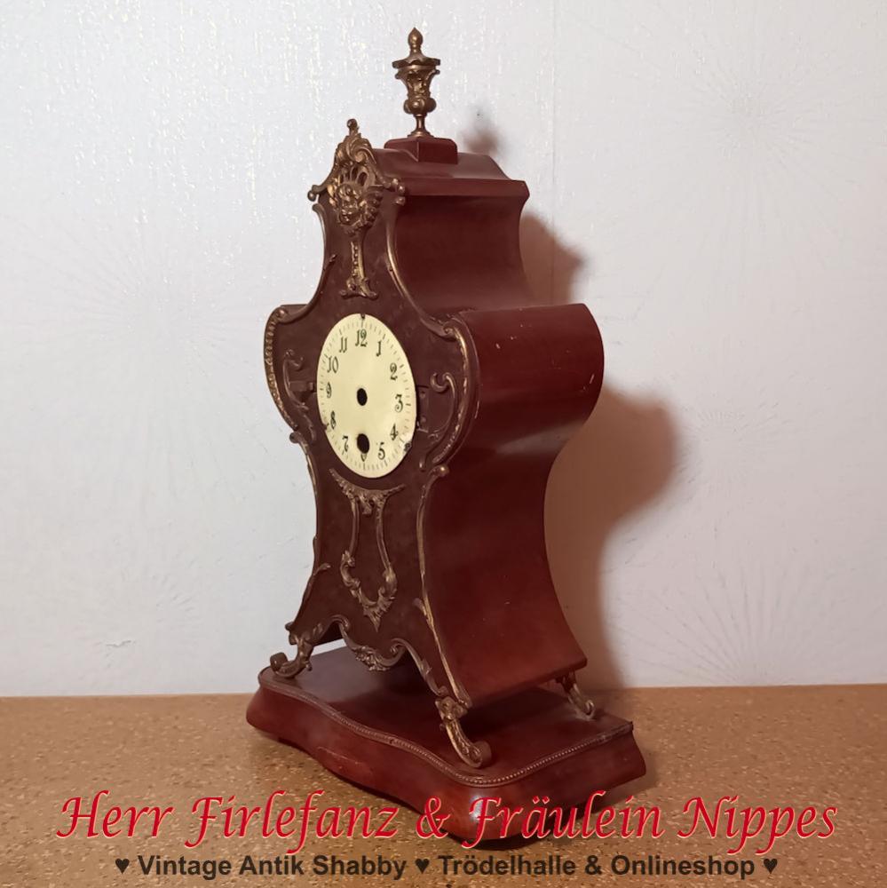 Antike Uhr mit Messing Verzierungen (für Bastler)