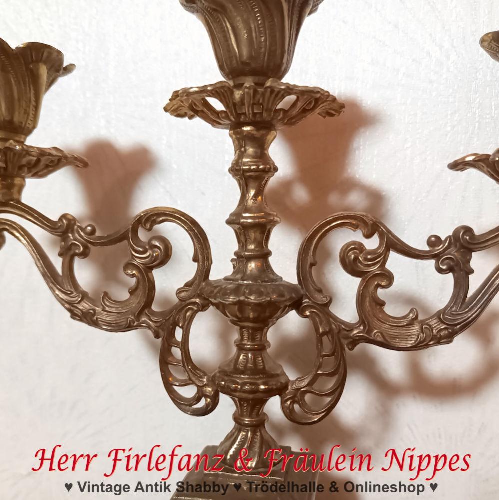 Preview: Antiker 3 flammiger Kandelaber (23,5cm)