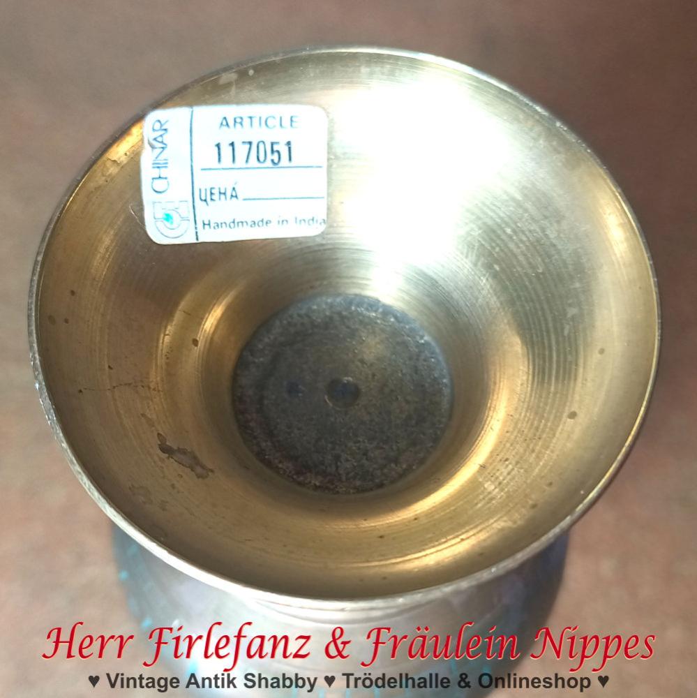 Preview: Vase aus Messing mit Emaille-Dekor (32,5cm)