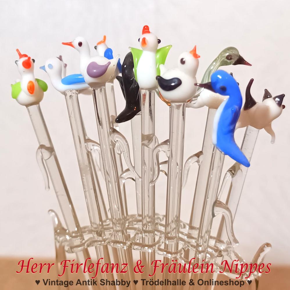 Preview: Vintage Bowle Pieker Set - Vögel & Katzen