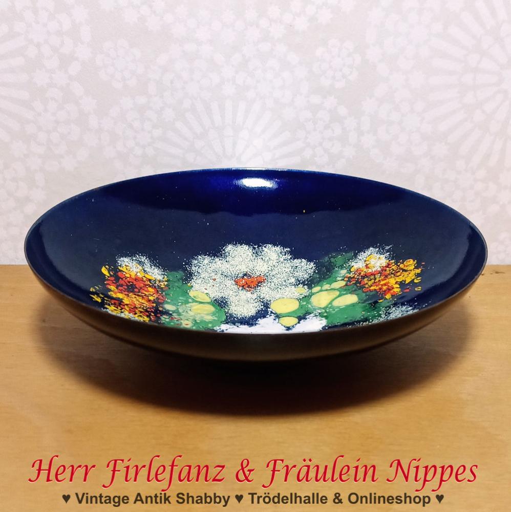 Preview: Emaille Schale mit Blumen (Ø 17,5cm)