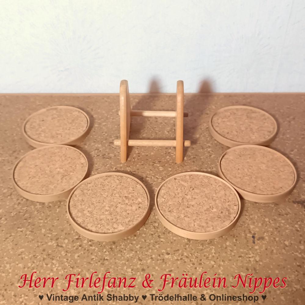 Preview: Vintage Untersetzer aus Holz & Kork