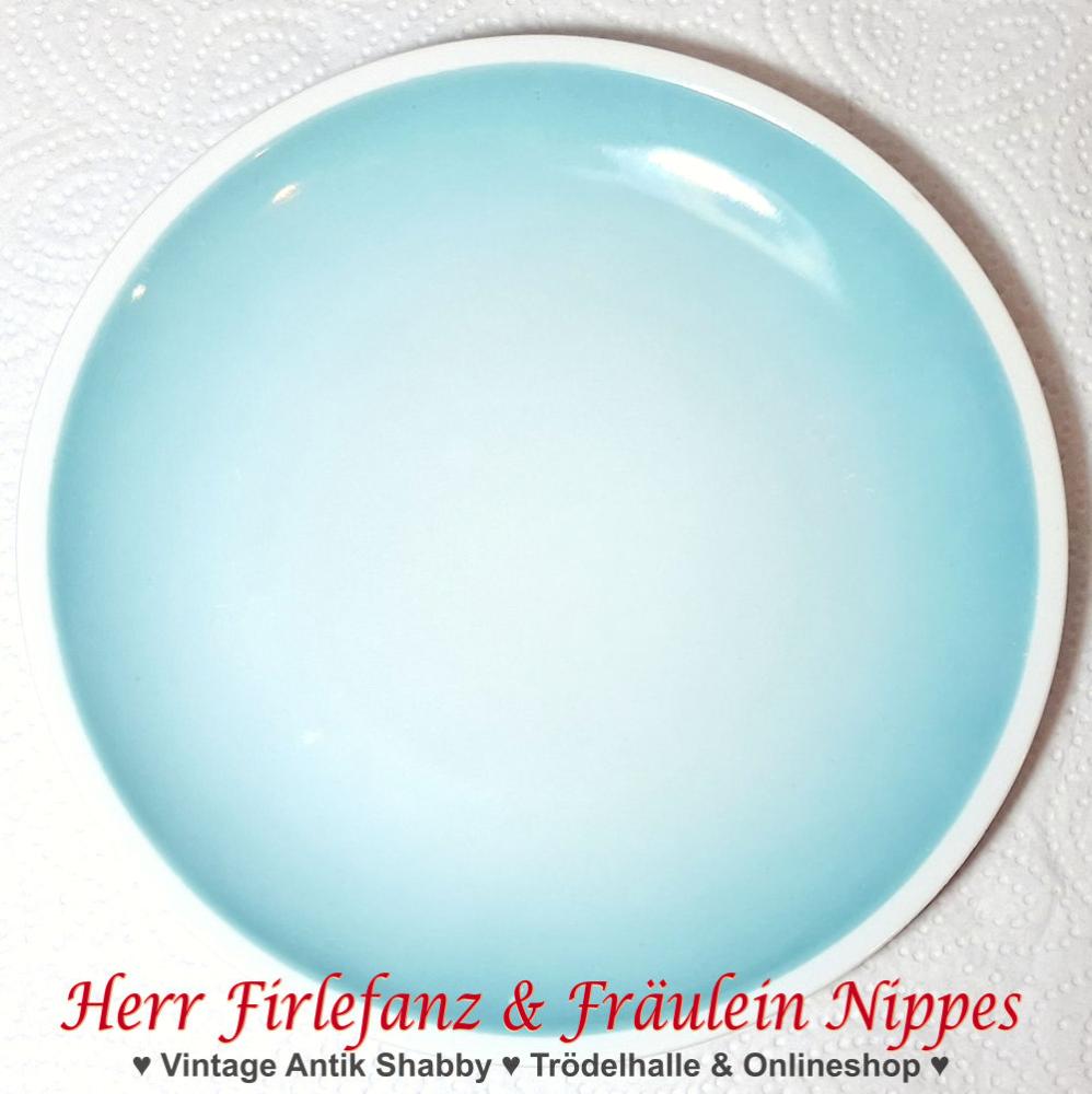 9 Vintage Frühstücksteller mit Dekor in mint & türkís