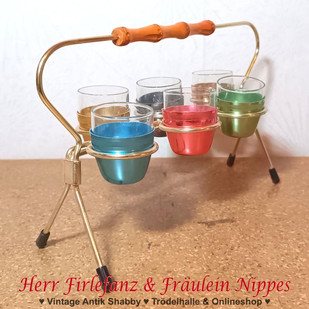 6 Vintage Schnapsgläser inkl. Stringhalterung