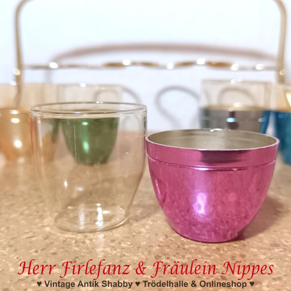 6 Vintage Schnapsgläser inkl. Stringhalterung