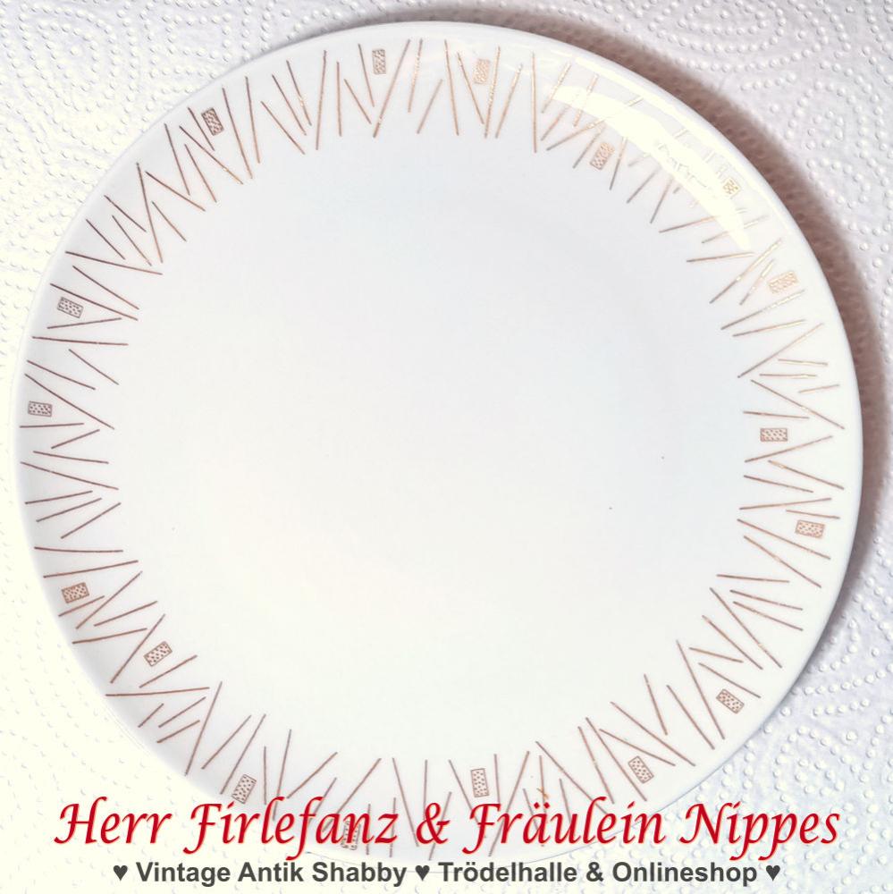 9 Vintage Frühstücksteller mit Golddekoren am Rand