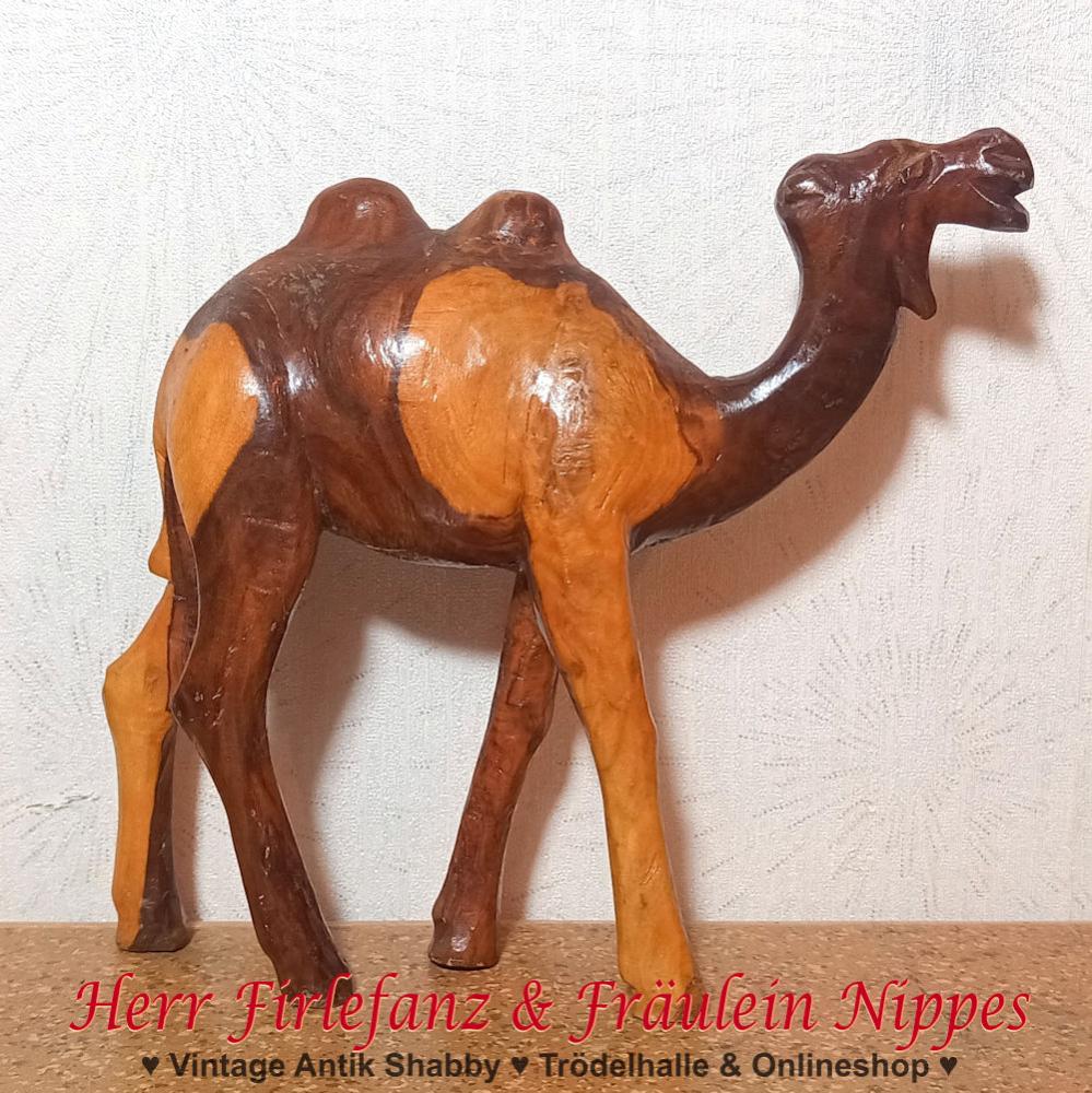 Alte afrikanische Vintage Midcentury Figur Kamel bzw. Trampeltier aus Holz Wurzelholz geschnitzt (19cm hoch)