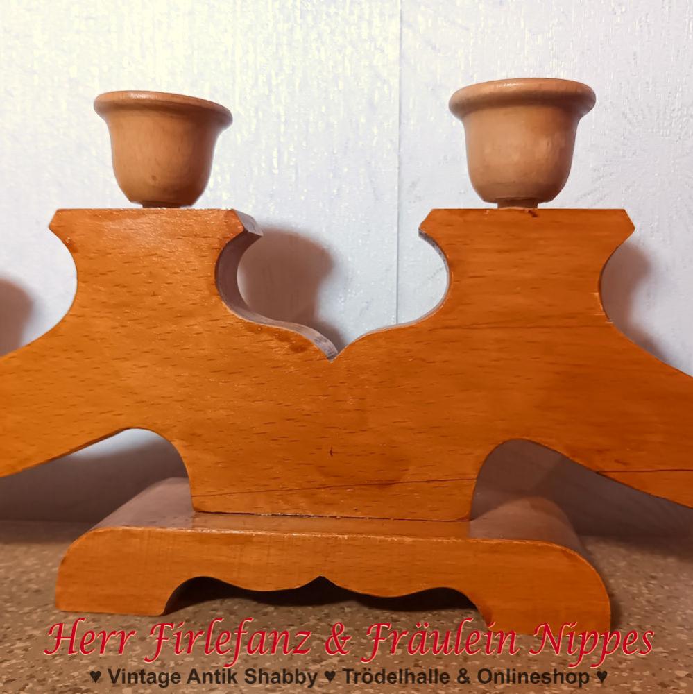 Vintage Kerzenständer aus Holz (39cm)
