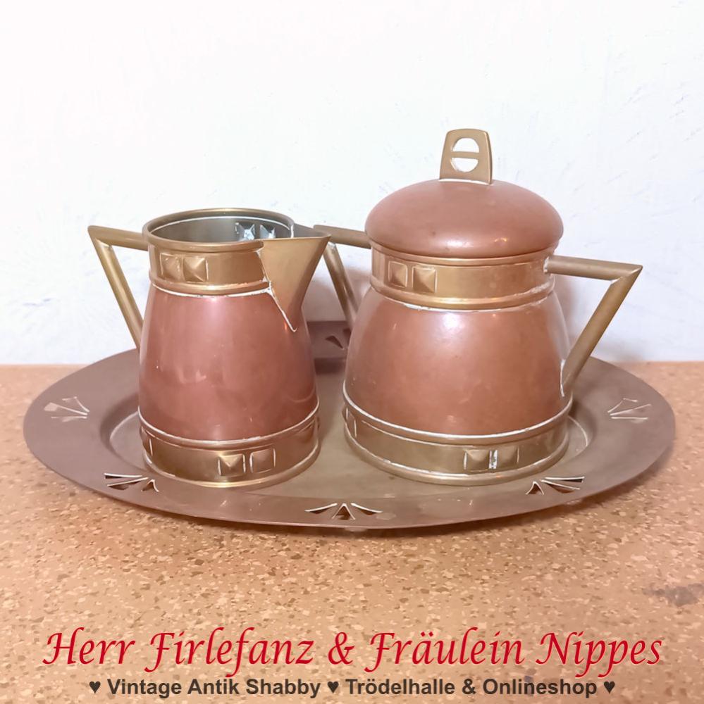 Art Deco Kaffee Set aus Messing & Kupfer