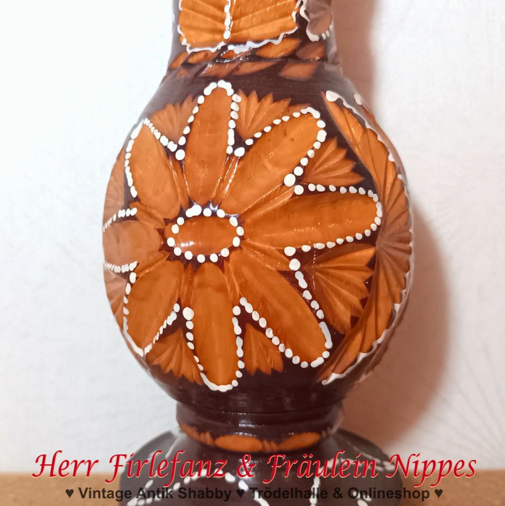 Geschnitzte Vase aus Holz (37,5cm)