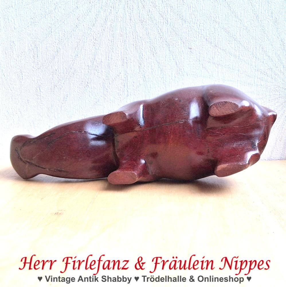 Vintage Nashorn aus Teakholz (17cm lang)
