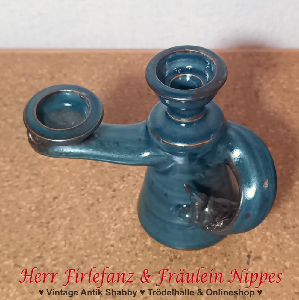 Kerzenständer aus Keramik mit Vogel