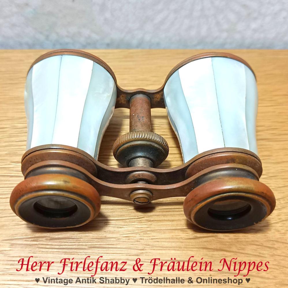 Antikes Opernglas in Kupfer & Perlmutt Optik