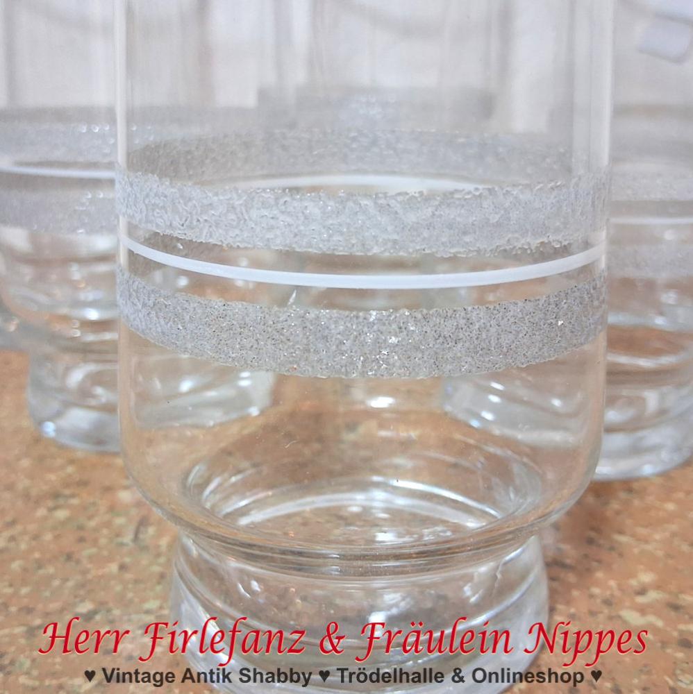 6 DDR Limogläser mit rauen Ringen