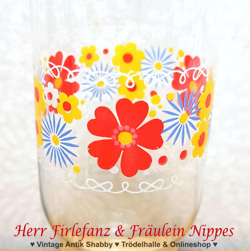 6 Vintage Limogläser mit Blumen