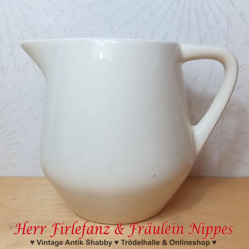 Vintage Kanne Brigitte für Milch und Kakao aus Keramik in cremefarben ohne Dekor aus den 70er Jahren der DDR