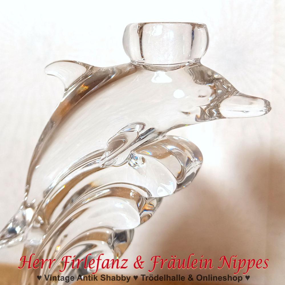 Kerzenständer Delfin aus Bleikristall