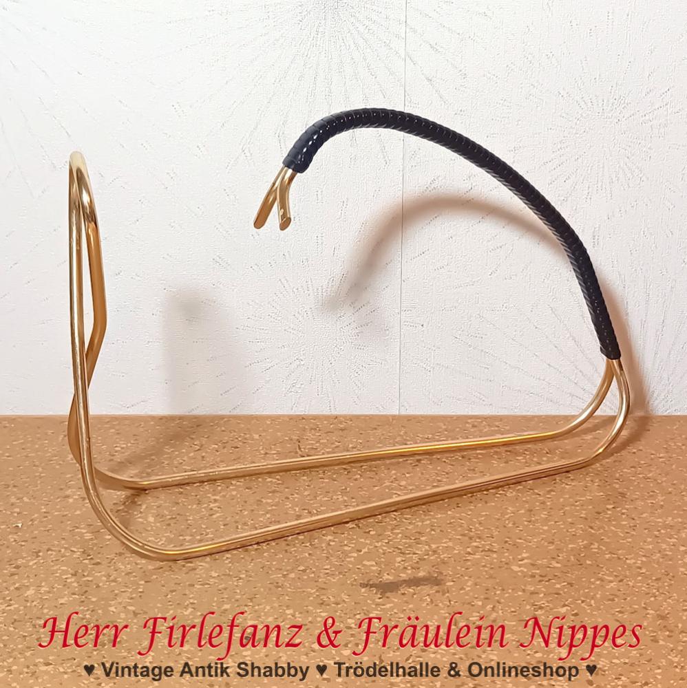 Vintage String Flaschenhalter für Weinflaschen und Sektflaschen aus goldfarbenen Metallstäben aus den 50er / 60er Jahren der DDR