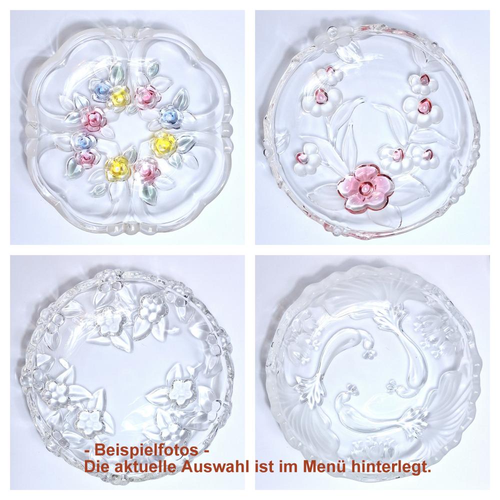 Wechselnde Auswahl Walther Glas Teller und Schälchen für Kuchen, Dessert, Eis oder Kompott mit Blumen