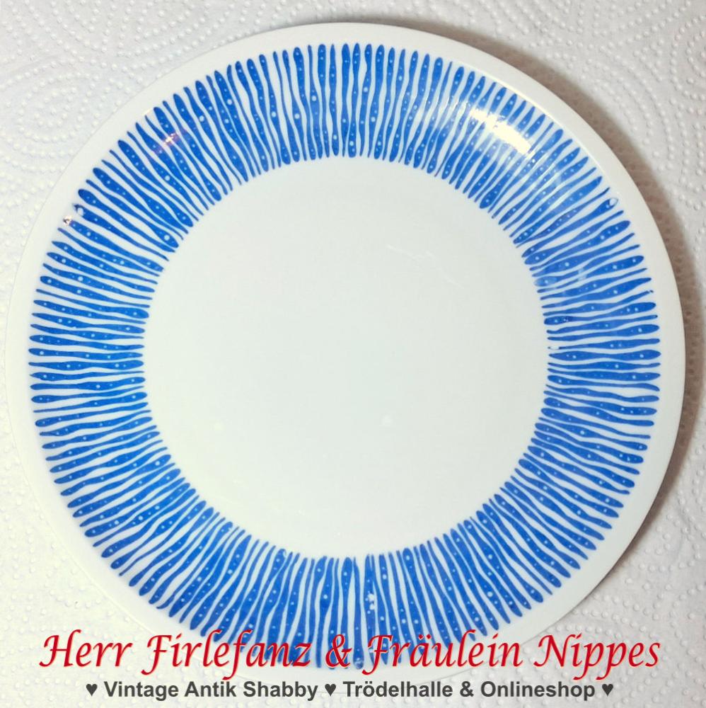 9 Vintage Frühstücksteller mit blauem Dekor