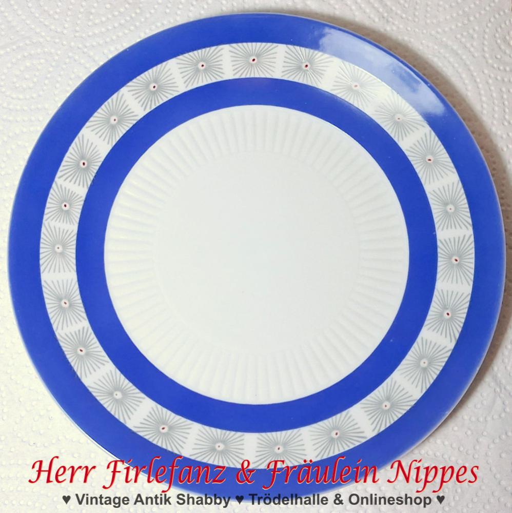 9 Vintage Frühstücksteller mit blauem Dekor