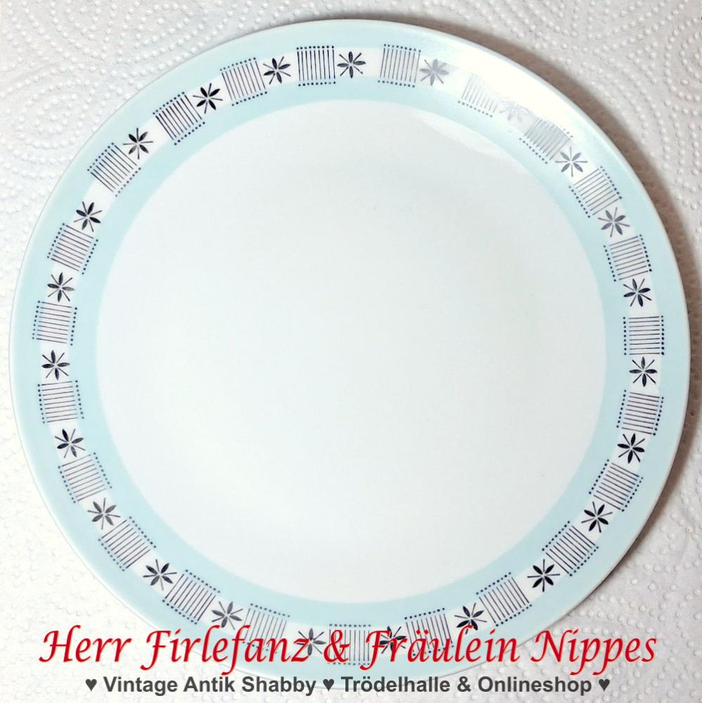 9 Vintage Frühstücksteller mit Dekor in mint & türkís