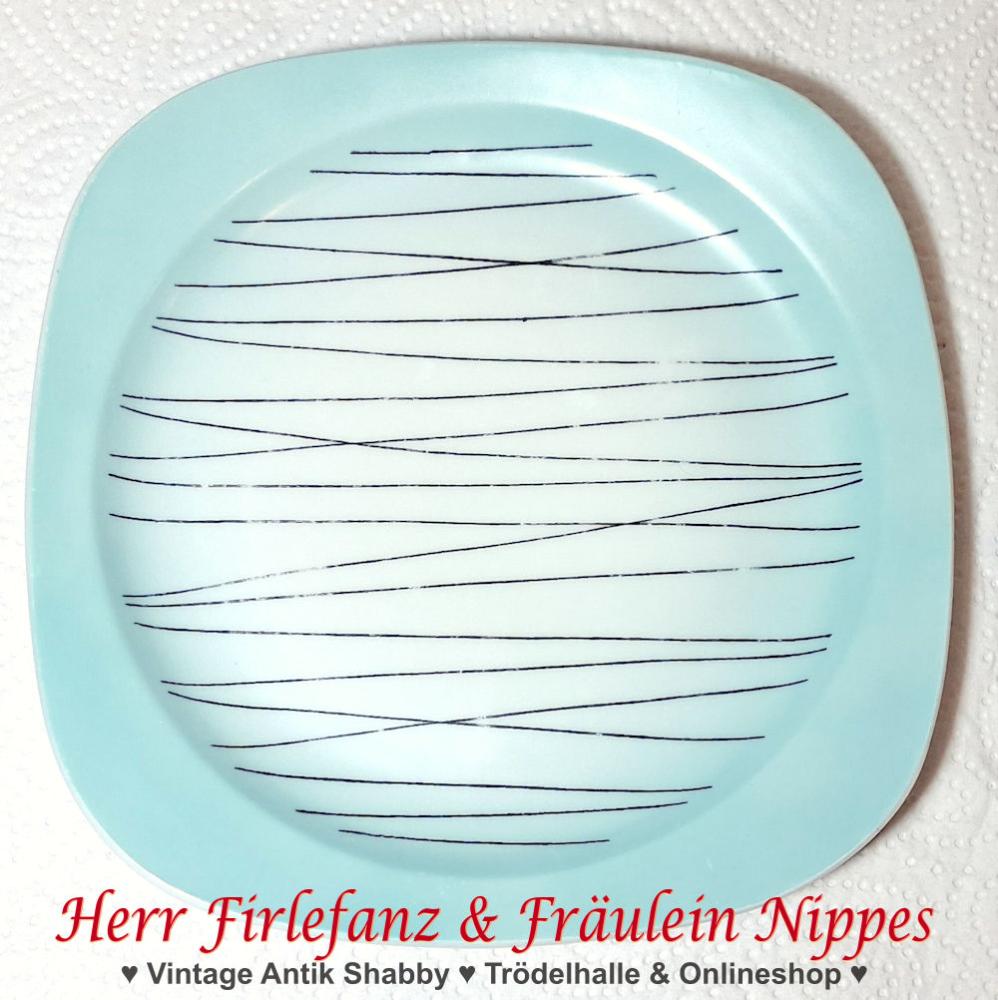 9 Vintage Frühstücksteller mit Dekor in mint & türkís