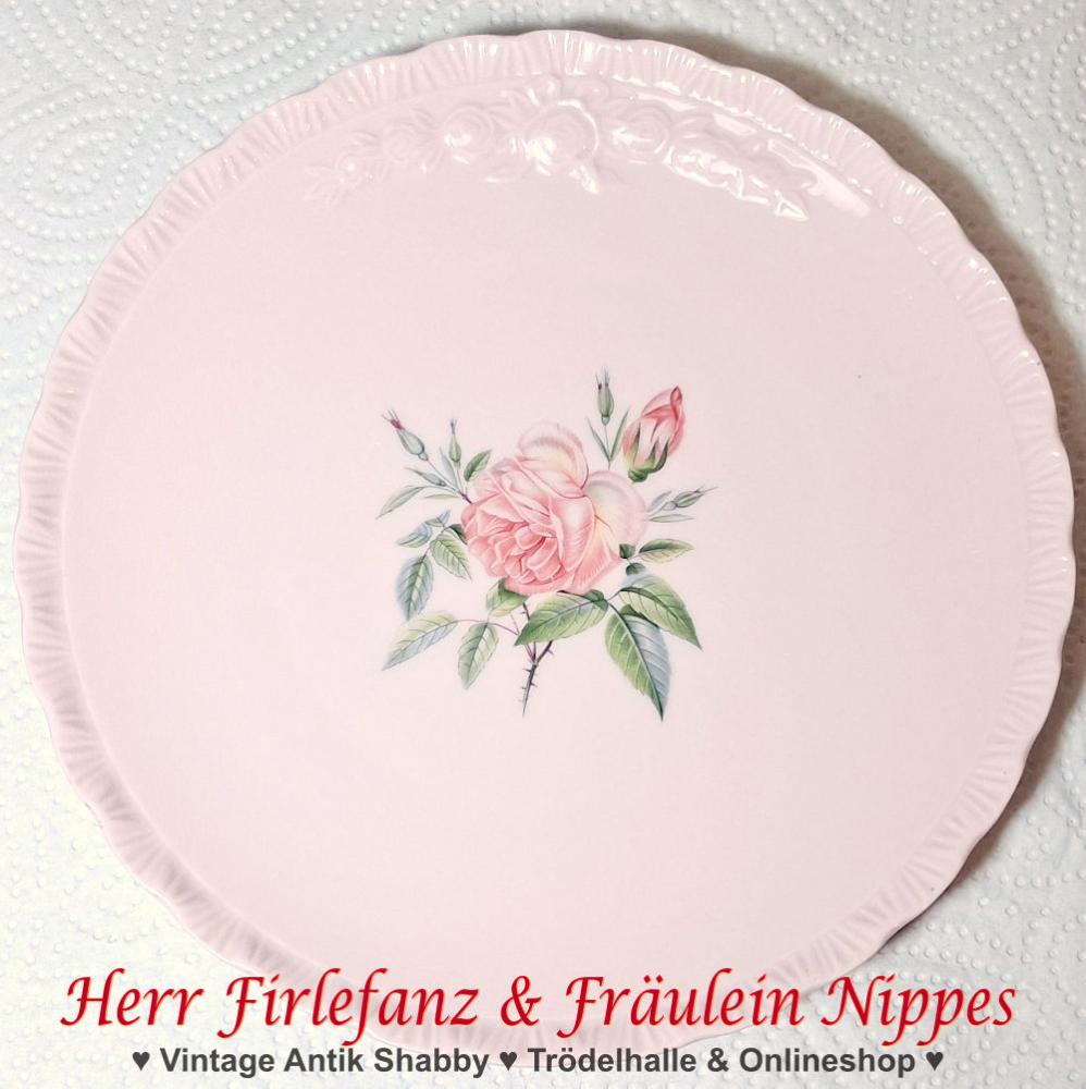 9 Vintage Frühstücksteller mit rotem & rosa Dekor