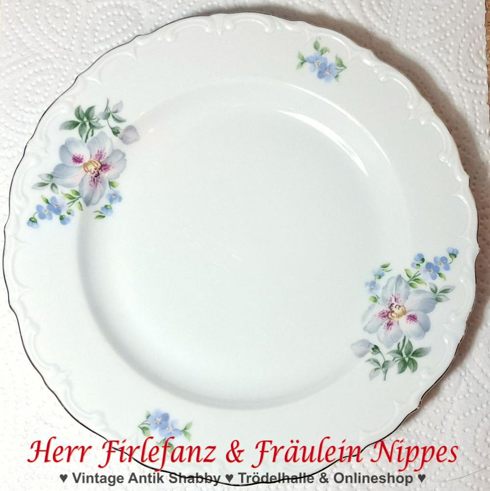 9 Vintage Frühstücksteller mit Blumendekoren